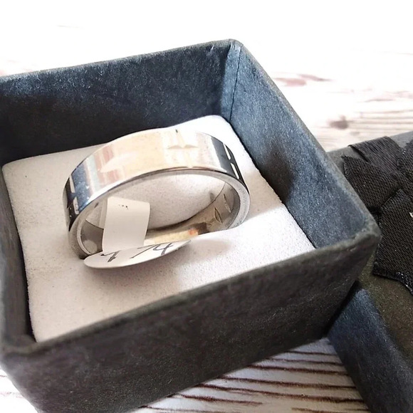 NIB Size 9.75 Greek Peaceful Cross Stainless Steel Band - Picture 2 of 5